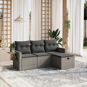 Ensemble canapé de jardin modulaire en rotin gris poly et acier enduit de poudre pour la vie en plein air - Product Image 1