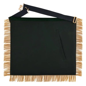 Tablier de Maître Maçonnique Ancien Souverain Grand Maître, en Velours Vert Forêt avec Franges Dorées, Style Personnalisé - Product Image 5