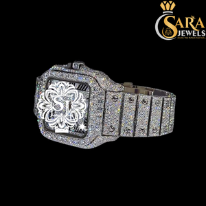 Montre Mossinate Iced Out en or rose à la demande pour homme Hip Hop et tenue décontractée disponible à un prix abordable - Product Image 2