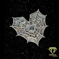 Pendentif en moissanite au design toile de toile de araignée, fabriqué en argent sterling 925, style hip-hop glacé et imposant