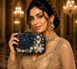 Pochette en résine écologique et tendance pour filles, idéale pour mariage, cadeau, sac à main léger peint à la main avec chaîne décorative et bouton - Product Image 6