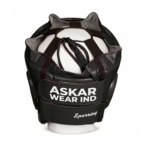 Askar Wear Ind <b>Boxing</b> <b>Headgear</b> Cowhide Leather Protective Training Gear Adult Size Black - Product Image 3