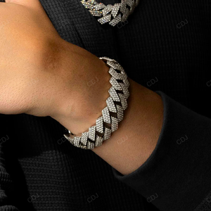 Hip Hop Bracelets Jewelry at Wholesale price iced Out 18mm 8 inch Cuban Link Bracelet for Women and <b>Men</b> VVS Moissanite Diamond - Product Image 1