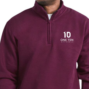Sudadera con cremallera de 1/4 para adulto, color granate, de forro polar suave, cálida, informal, de manga larga, con capucha y cremallera de cuarto, ropa personalizada al por mayor - Product Image 5