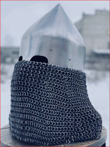 Casco Vikingo Medieval de Armadura de Malla de Acero Calibre 16 con Protección Nasal - Product Image 3
