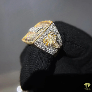 Iced Out GOAT Ring For Men Gold Plated Moissanite Diamond Hip Hop Rapper Jewelry Luxury Fashion Accessories - Product Image 1