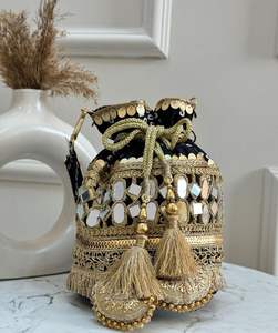 Stylish Woman Handbag for Party Art Horizons Potli Hand <b>Bag</b> Designer Handcrafted Potli <b>Bag</b> - Product Image 3