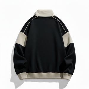 Sweat-shirt personnalisé brodé, luxe urbain, colorblock, col zippé, streetwear, pull en molleton, édition Elite - Product Image 2