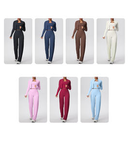 Ensemble de yoga 3 pièces pour femme, best-seller, coupe ajustée, tenue de sport, veste zippée, soutien-gorge de sport, leggings taille haute, vêtements de sport pour la gym - Product Image 6