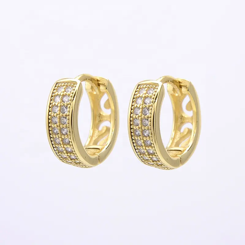 Wholesale 925 Sterling Silver Jewelry Rose Gold Plated Dense Inset Hold Hoop Earrings Zircon