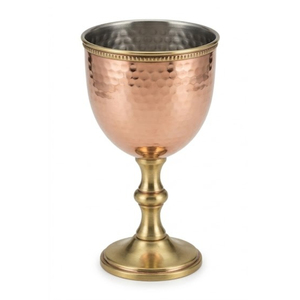 Hammered Copper Plated <b>Wine</b> <b>Goblet</b> With Elegant Brass Stem Handcrafted Metal Chalice For Weddings Parties And Premium Barware - Product Image 1