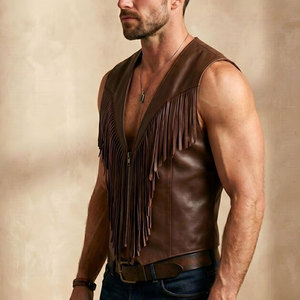 <b>Mens</b> Vintage Fringe Vest Leather <b>Suede</b> Cowboy Western Sleeveless <b>Jacket</b> Tassel Rodeo Festival <b>Jacket</b> Premium OEM Apparel - Product Image 3