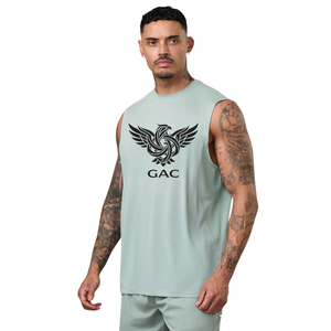 Camiseta sin mangas para hombre, color verde menta, transpirable, de secado rápido, tejida, talla grande, de spandex/poliéster, estilo casual elegante, para entrenamiento y uso diario. - Product Image 1