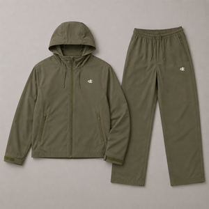 Ensemble de survêtement unisexe coupe-vent à capuche avec logo personnalisé, veste softshell zippée de couleur unie pour l'extérieur, imperméable, pour l'entraînement - Product Image 4