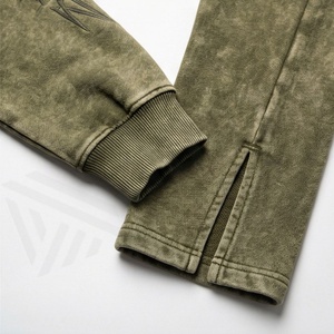 Custom Vintage Zip Up Tracksuits For Men Acid Wash Print Solid Pattern Summer Flares Pant High Quality Hoodie <b>Sweats</b> <b>Set</b> - Product Image 6