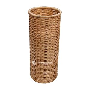 Soporte cilíndrico de ratán para sombrillas, torre organizadora de almacenamiento sostenible para entrada, hogar y oficina - Product Image 1