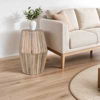 Mesa Auxiliar de Pedestal de Madera Maciza de Lujo, Mesa de Centro Acanalada Hecha a Mano para Sala de Estar y Dormitorio, Diseño Europeo, MANGALAM ART EXPORT