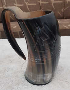 Authentic Handcrafted Viking <b>Drinking</b> Horn Mug Eco-Friendly Organic Material Custom Size Polished Carved Animal Style Available - Product Image 2
