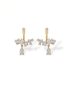 Moissanite Multi Shapes Cut <b>Stud</b> Earrings Gold Plated Rhodium with 925 <b>Silver</b> Engagement for Women's Gift For Wedding Party - Product Image 3