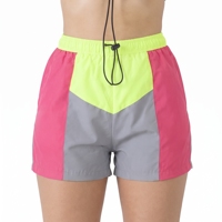Ensemble de shorts sportifs pour femmes, 2 pièces, couleur contrastée, haut court à manches longues, polyester respirant, coupe régulière, vêtements de printemps et d'été