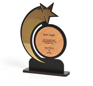 Trofeo Estrella Personalizado, Recuerdo, Premio de Madera Personalizado con Grabado de Logotipo y Nombre, Reconocimiento Corporativo a Empleados, Premio por Logro - Product Image 3