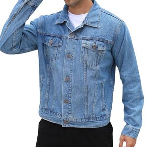Washed Charcoal Men Black Denim Jacket Heavy Cotton Lined Button Front Winter Streetwear Turn Down Collar Jean <b>Coats</b> - Product Image 5