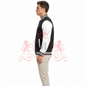 Modern Black <b>White</b> Letterman <b>Jacket</b> Classic Button Front Contrast Sleeves Comfortable Fit Casual Fashion Wear - Product Image 4