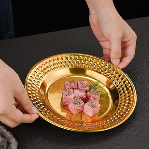 Stainless Steel Round Platter Hammered Design Creative Dessert Serving Tray Elegant Snacks Display for Parties Events <b>Decorative</b> - Product Image 6