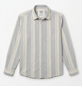 เสื้อเชิ้ตผู้ชาย Enovate รุ่น Logan แบบกระดุมสองแถว ลายทาง แขนยาว ปกคอพับ ระบายอากาศได้ดี ผลิตจากผ้าลินิน/คอตตอน - Product Image 1