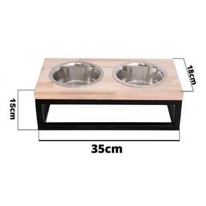 ชามอาหารสุนัขไม้กันน้ำแบบยกสูง พร้อมชามสแตนเลสกันสนิม - Product Image 4