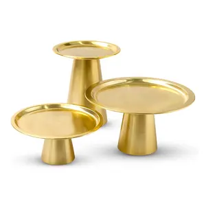 Потрясающий Золотой набор из 3 металлических подставок для тортов и десертов для свадебного приема и ужина в фирменной вечеринке
