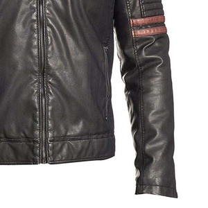<b>Men's</b> Vintage Winter Eco-Friendly Reversible Waterproof Cow Skin Leather <b>Canvas</b> <b>Jacket</b> Distressed Finish Front Zipper Multiple - Product Image 6
