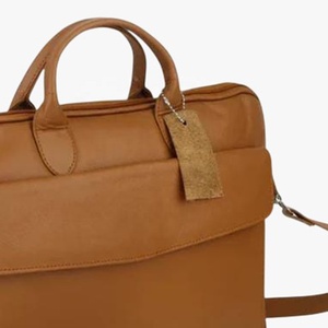 Sacoche d'affaires unisexe en cuir véritable marron 2026 personnalisée, sac à bandoulière avec sangle arquée, grande capacité, fermeture éclair - Product Image 4