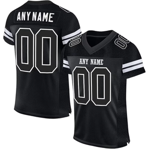 Camiseta de Fútbol Americano Personalizada para Hombre, Negra, de Malla, Cuello en V, Manga Corta, con Nombre y Número Personalizados, Ropa Deportiva Transpirable - Product Image 1