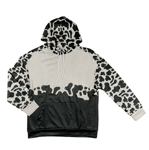High Demand Winter Anti-Wrinkle Quick Dry High Quality Custom <b>Print</b> New Fashion <b>Cow</b> <b>Print</b> Color Block Sublimation <b>Hoodie</b> - Product Image 1