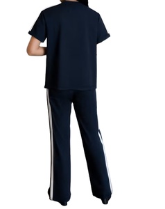 Ensemble 2 pièces pour femmes, t-shirt décontracté à col rond et manches courtes, pantalon de jogging, polyester/coton, écologique, toutes saisons - Product Image 2