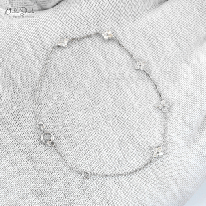 Bracelet délicat en or blanc 14 carats, 1,80 mm, avec diamants certifiés IGI, idéal pour les soirées, en promotion - Product Image 5