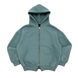 Sweat à capuche surdimensionné en molleton d'hiver personnalisé de haute qualité, lavage à l'acide, coton/spandex, poids lourd, épaules tombantes, double fermeture éclair - Product Image 4