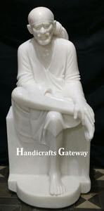 Estatua de Sai Baba, Dios Hindú, Hecha a Mano, Diseño Único, Color Blanco Natural, Superficie Lisa y Brillante, para Decoración de Festivales y Regalos - Product Image 6