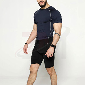 Camiseta de Compresión de Manga Corta Gris para Hombre, Corte Ajustado, Secado Rápido, Ropa Deportiva, Cuello Redondo, Tejido de Poliéster, Venta al Por Mayor, Personalizable - Product Image 5