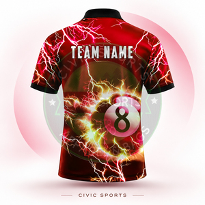 Camiseta de Bolos Personalizada CIVIC SPORTS para Hombre, Manga Corta, 100% Poliéster, Impresión Digital, Secado Rápido, Diseño Deportivo - Product Image 4