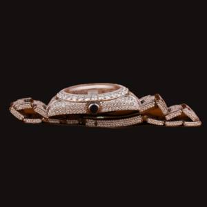 Montre Hip Hop Classique à Cadran Blanc avec Chiffres Arabes et Boîtier Rond Entièrement Sertie de Diamants Moissanite, Fonctionnalités de Montre Mécanique - Product Image 6