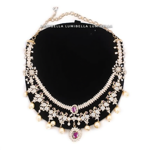 Luxury Vintage Peacock Style Zircon <b>Pearl</b> <b>Necklace</b> <b>Set</b> for Wedding Party - Product Image 1