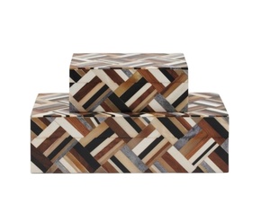 Última resina y MDF caja de almacenamiento con correa de cuero para la decoración del hogar al por mayor precio elegante organizador de almacenamiento - Product Image 1