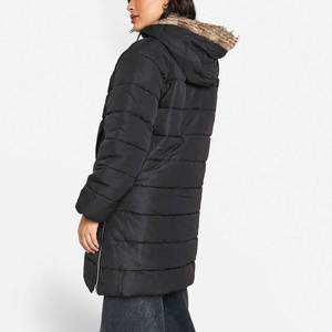 Parka Femme Hiver Chic et Tendance, Coupe Slim, Couleur Unie Noire, Longueur Genou, Style Américain et Européen - Product Image 3