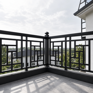 Modern Black Geometric Iron Balcony Stair Railing Powder Coated Outdoor for Hotel and Villa House Design - Product Image 5