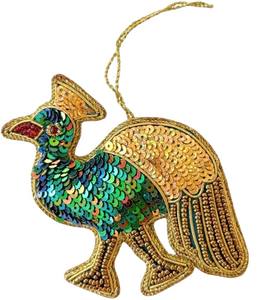 Embroidered <b>Peacock</b> Zari Hanging, Zardozi Sequin Beaded <b>Ornament</b>, Festive Decor for Ramadan, Eid & Christmas – Wholesale - Product Image 1