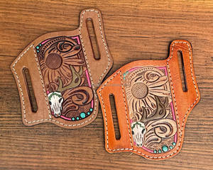 Meilleure vente Fourreau de couteau en cuir usiné à la main personnalisable fait à la main pour ceintures Housses de couteau en cuir véritable de luxe de haute qualité - Product Image 3