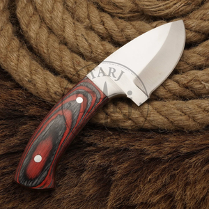 Couteau de chasse droit en acier Damas fait main, manche en Micarta, pour camping en extérieur, lame pleine, fourreau en cuir, OEM, haute qualité - Product Image 4