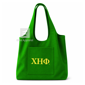 Sac fourre-tout personnalisé Chi Eta Phi Sorority, vert et jaune, logo brodé, grande capacité, toile, pour femme, usage quotidien - Product Image 1